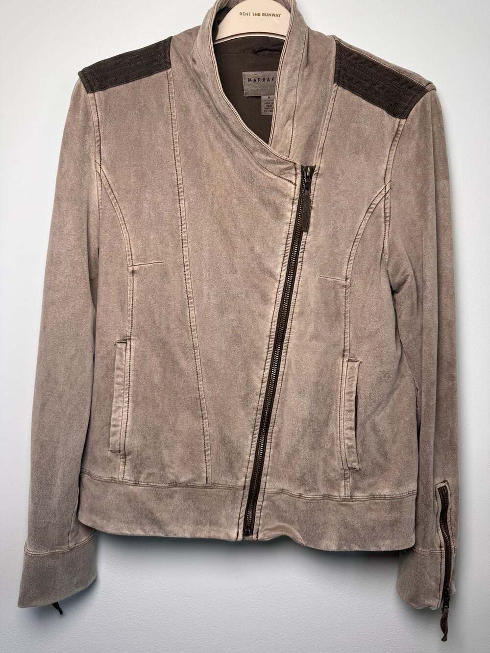 Marrakech Women's Size M Faux Suede Asymmetrical Moto Jacket